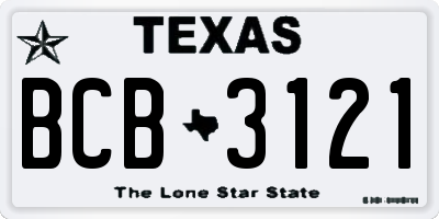TX license plate BCB3121