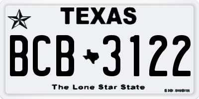 TX license plate BCB3122
