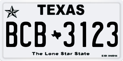TX license plate BCB3123