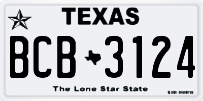TX license plate BCB3124