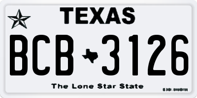 TX license plate BCB3126