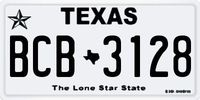 TX license plate BCB3128