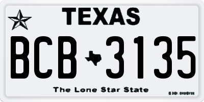 TX license plate BCB3135