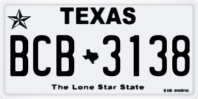 TX license plate BCB3138