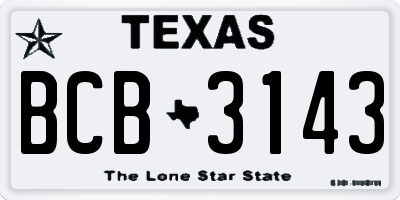 TX license plate BCB3143