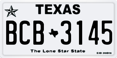 TX license plate BCB3145