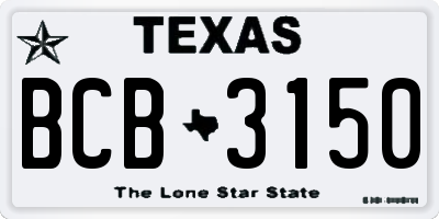 TX license plate BCB3150