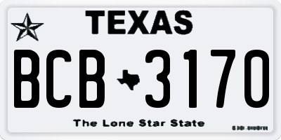TX license plate BCB3170