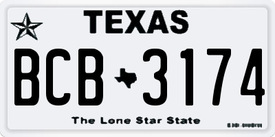 TX license plate BCB3174