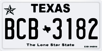 TX license plate BCB3182