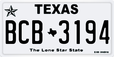 TX license plate BCB3194