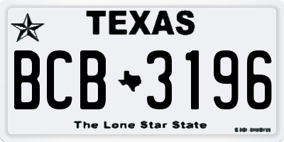 TX license plate BCB3196