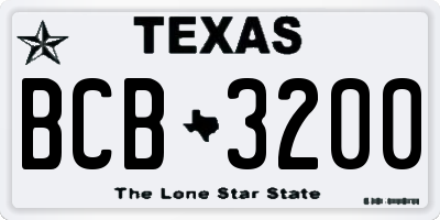 TX license plate BCB3200