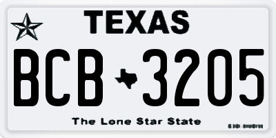 TX license plate BCB3205