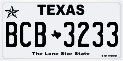 TX license plate BCB3233
