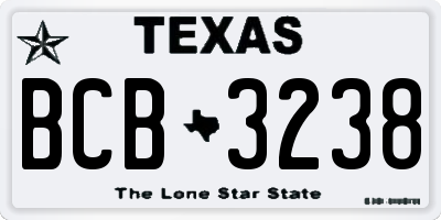 TX license plate BCB3238