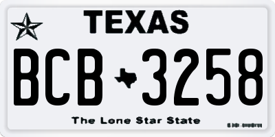 TX license plate BCB3258