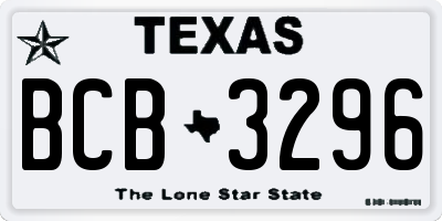 TX license plate BCB3296