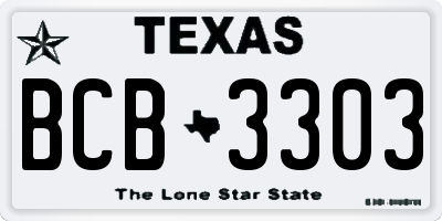 TX license plate BCB3303