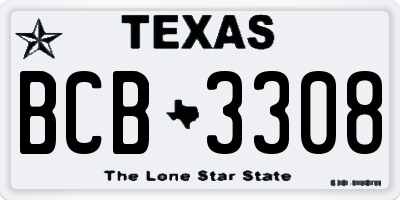 TX license plate BCB3308