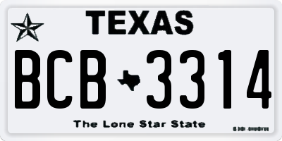 TX license plate BCB3314