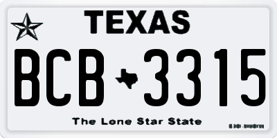 TX license plate BCB3315