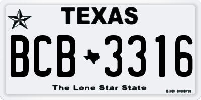 TX license plate BCB3316