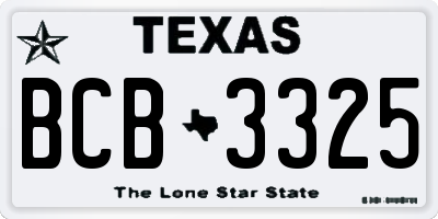 TX license plate BCB3325