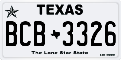 TX license plate BCB3326
