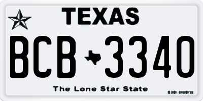 TX license plate BCB3340