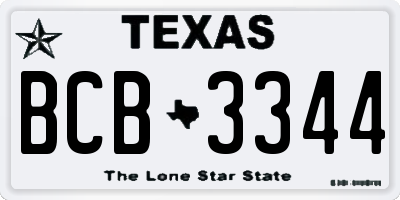 TX license plate BCB3344