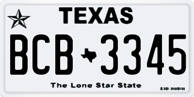 TX license plate BCB3345