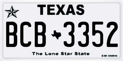 TX license plate BCB3352