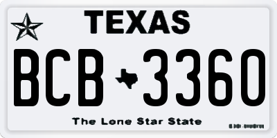 TX license plate BCB3360