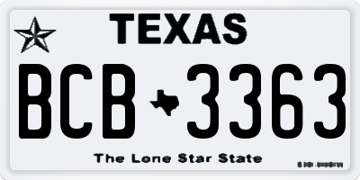 TX license plate BCB3363