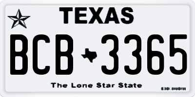 TX license plate BCB3365