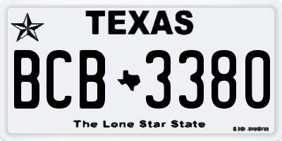 TX license plate BCB3380