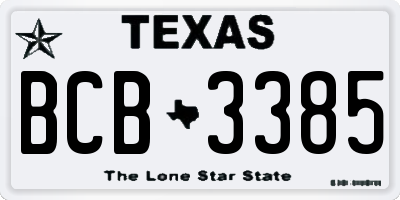 TX license plate BCB3385