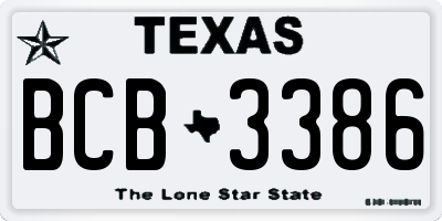 TX license plate BCB3386