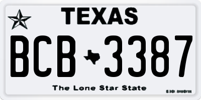 TX license plate BCB3387