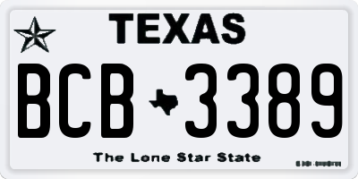 TX license plate BCB3389