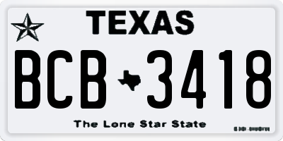 TX license plate BCB3418