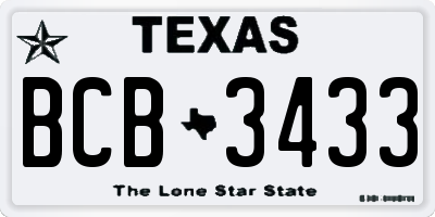 TX license plate BCB3433