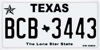 TX license plate BCB3443