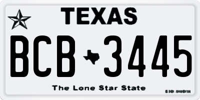 TX license plate BCB3445