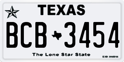 TX license plate BCB3454