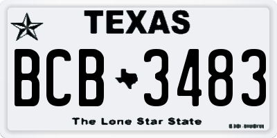 TX license plate BCB3483