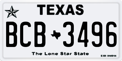 TX license plate BCB3496