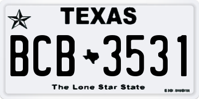 TX license plate BCB3531