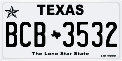TX license plate BCB3532